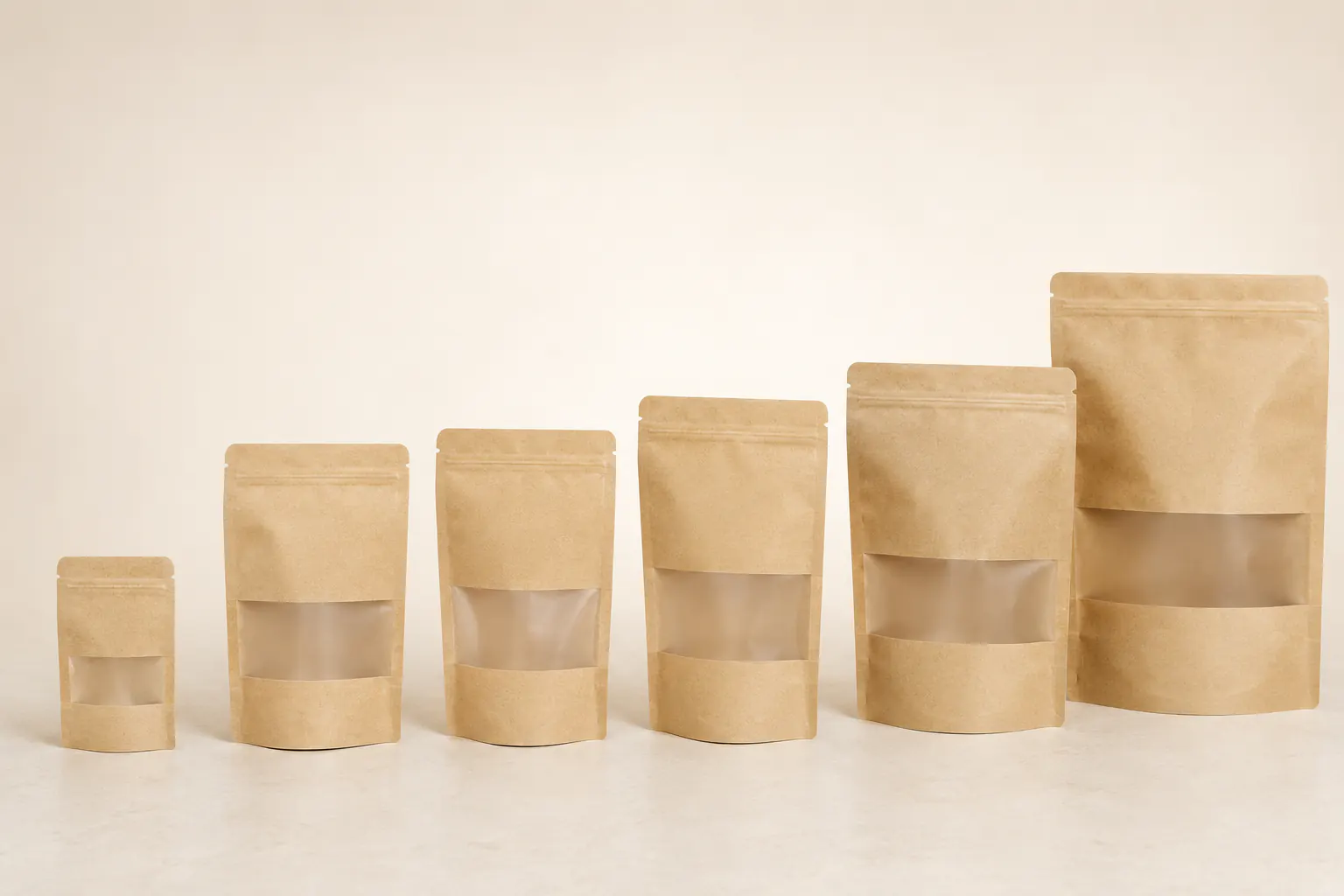 Kraft paper zipper pouch with clear product window