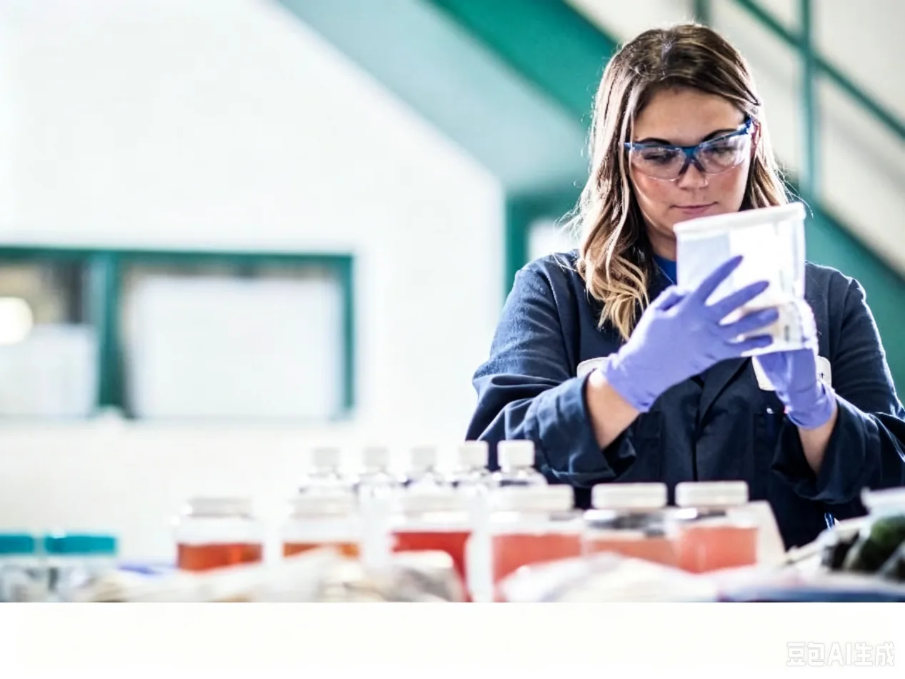Laboratory technician examining a flexible food package during material testing