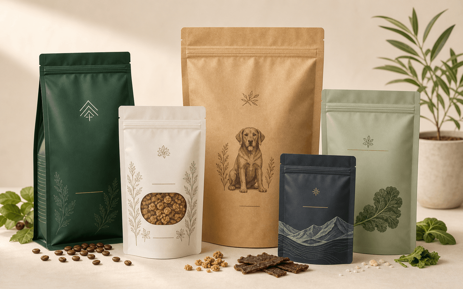 Selección de bolsas flexibles personalizadas para alimentos