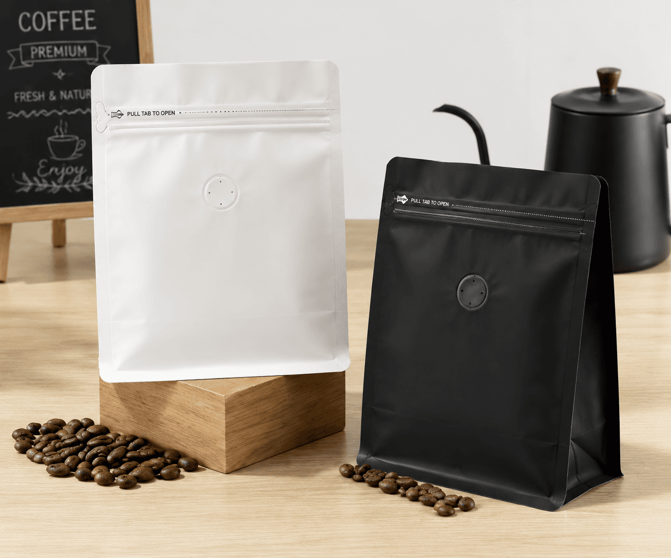 Premium flexible flat-bottom pouches displayed for format comparison