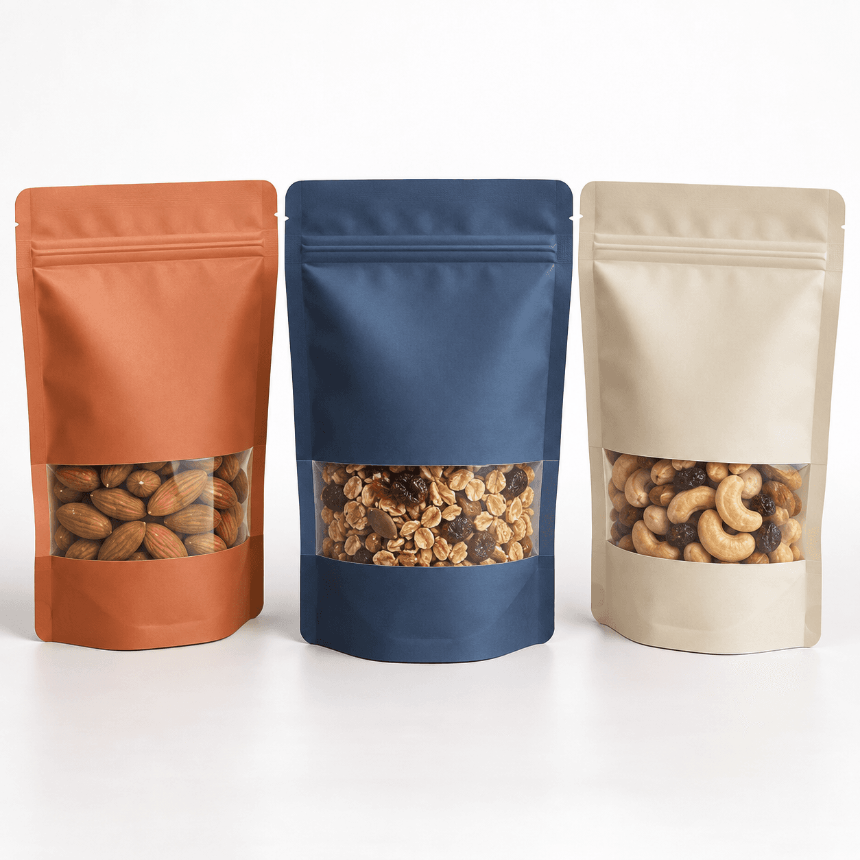 Custom stand-up pouches in multiple colors and formats